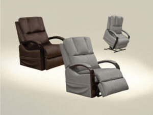 Lift chair with heat and massage in Aluminum and Walnut