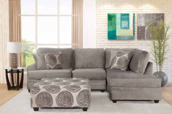 Champion Silver 2 pc sectional with optional ottoman and matching barrel chair