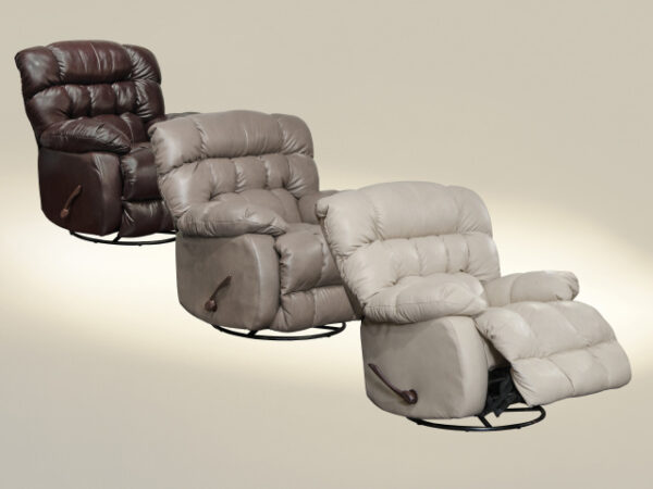 Italian Leather Swivel Glider Recliner in Alabaster